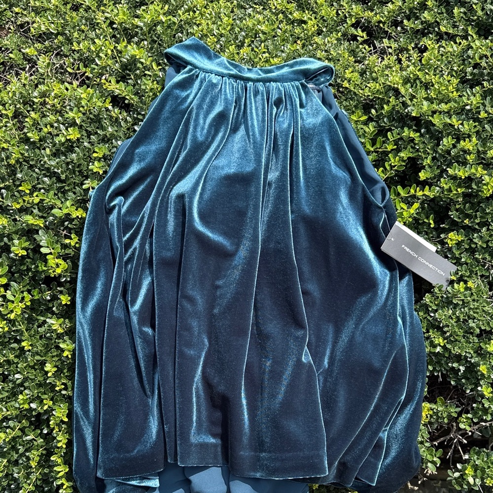 French Connection Teal Velvet blouse